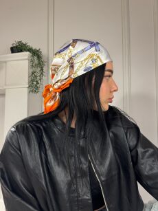 CHUSTA APASZKA Z JEDWABIEM PASKI/ŁAŃCUSZKI/MULTICOLOR