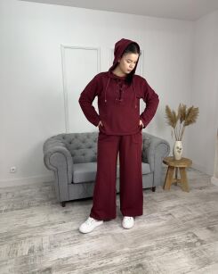 BY O LA LA...! DRESOWY KOMPLET SZNUROWANY BORDO