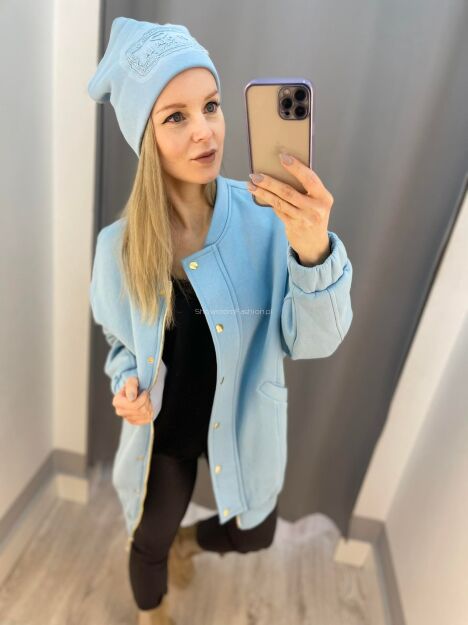 BY O LA LA! BLUZA BOMBER BŁĘKIT