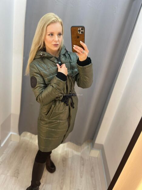 BY O LA LA! PŁASZCZ KURTKA LOGO KHAKI