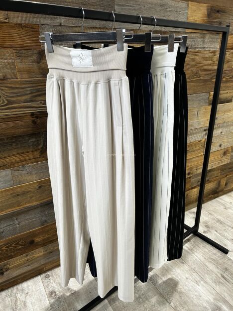BY O LA LA...! SPODNIE WIDE LEG W PASY LOL GIRL CZARNE