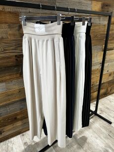 BY O LA LA...! SPODNIE WIDE LEG W PASY LOL GIRL CZARNE