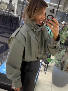 EMO KRÓTKI TRENCZ ZE STÓJKĄ KHAKI