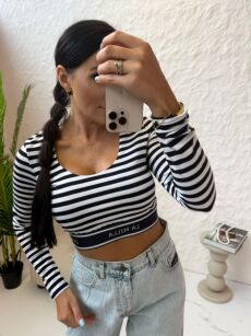 LA MILLA BLUZKA TOP W PASKI Z LOGOWANĄ TAŚMĄ