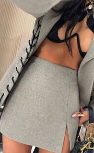 LA MILLA SPÓDNICO-SPODENKI Z ROZCIĘCIEM JODEŁKA BEŻ/SZAROŚĆ