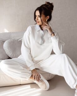 BY O LA LA! BLUZA Z KOŁNIERZYKIEM ŚMIETANA