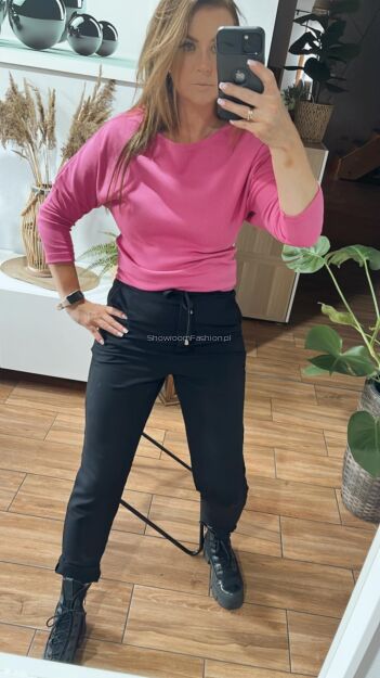 BY O LA LA! DRESOWE SPODNIE Z KIESZENIĄ CZARNE