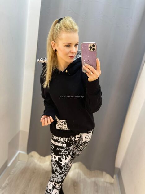 BY O LA LA! CASUALOWA BLUZA PRINT CZARNA