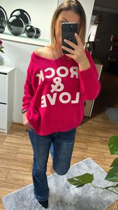 BY O LA LA...! SWETER ROCK & LOVE FUKSJA