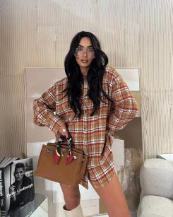 LA MILLA KOSZULA FLANELA W KRATĘ KARMEL/CZERWIEŃ/BIEL/CZERŃ