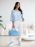 BY O LA LA! BLUZKA T-SHIRT NYC BABY BLUE - 2