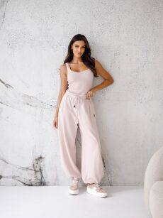 BY O LA LA! DRESOWE SPODNIE NEW FASHION PUDROWY RÓŻ