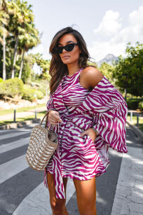 LA MILLA KOMPLET KOSZULA KIMONO + SZORTY ZEBRA FUKSJA