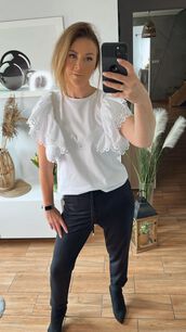 BY O LA LA! BLUZKA Z FALBANAMI KATE BIAŁA