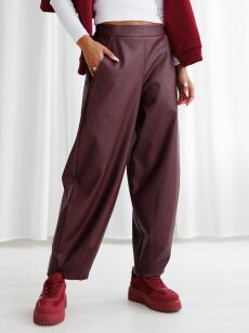 BY O LA LA! SPODNIE BALLOON ECO SKÓRA MERLOT (BORDO)