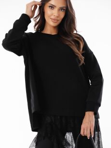 BY O LA LA! ASYMETRYCZNA BLUZA OVERSIZE CZARNA