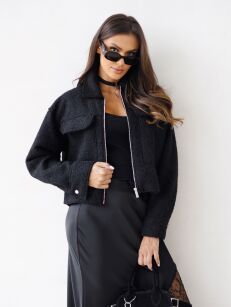 BY O LA LA! KRÓTKA KURTKA BUKLA CZARNA