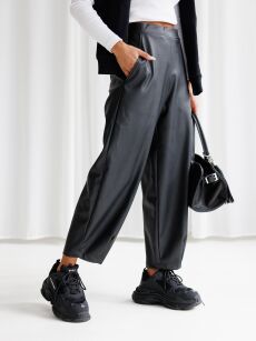 BY O LA LA! SPODNIE BALLOON ECO SKÓRA CZARNE