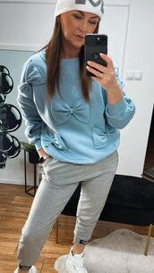 BY O LA LA...! DRESOWA BLUZA Z KOKARDAMI WINTER BLUE