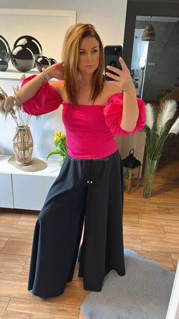 BY O LA LA! LEJĄCE SPODNIE WIDE LEG CZARNE