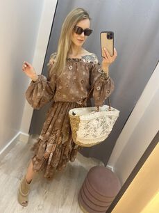 BY O LA LA ! SUKIENKA HISZPANKA BOHO BRĄZ