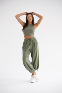 BY O LA LA! DRESOWE SPODNIE NEW FASHION MATCHA