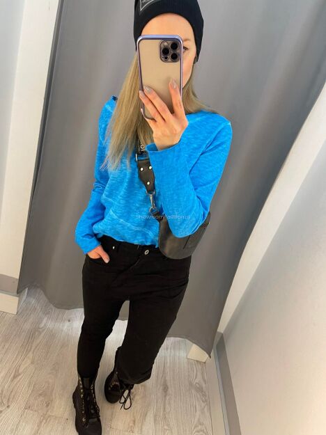 BY O LA LA! SPODNIE BOYFRIEND Z PRZESZYCIAMI CZARNE