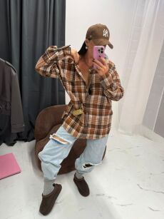 LA MILLA KOSZULA FLANELA W KRATĘ BRĄZ