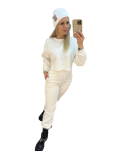 BY O LA LA! ZESTAW DRES BLUZA + SPODNIE PEREŁKI ŚMIETANA - 8