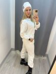 BY O LA LA! ZESTAW DRES BLUZA + SPODNIE PEREŁKI ŚMIETANA - 7
