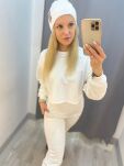 BY O LA LA! ZESTAW DRES BLUZA + SPODNIE PEREŁKI ŚMIETANA - 3
