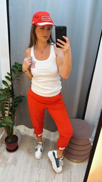 BY O LA LA ! SPODNIE DRESOWE SERDUSZKA FIESTA RED
