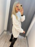 BY O LA LA ! WELUROWA TUNIKA SUKIENKA Z PASKIEM ŚMIETANA - 7