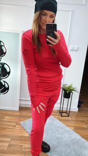BY O LA LA...! BLUZKA BASIC HERB NA RĘKAWIE MAGENTA