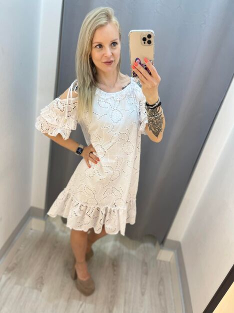 BY O LA LA! LUŹNA SUKIENKA HAFT ANGIELSKI BIAŁA