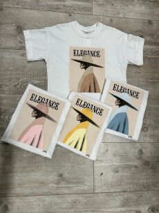 BY O LA LA! BLUZKA T-SHIRT ELEGANCE BIEL/NIEBIESKI