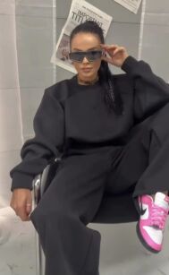 LA MILLA KOMPLET DRESOWY BLUZA + SPODNIE WIDE LEG CZARNY