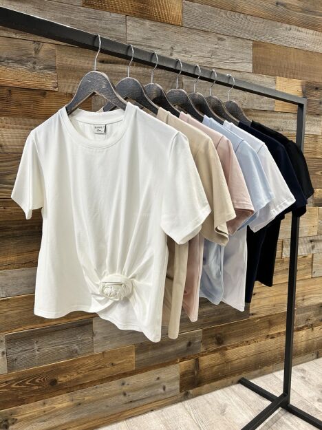 BY O LA LA! BLUZKA T-SHIRT ROSE ŚMIETANA