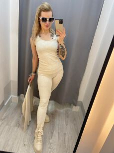 BY O LA LA ! LEGGINSY Z BAWEŁNY ORGANICZNEJ BEŻ