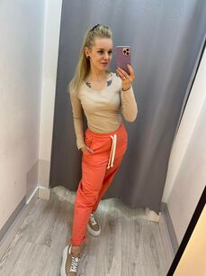 BY O LA LA ! DRESOWE SPODNIE BAGGY Z ZASZEWKAMI KORAL