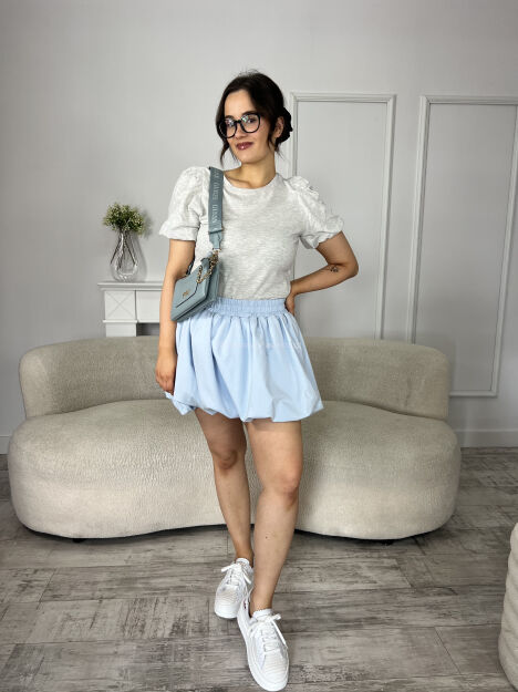 BY O LA LA...! BLUZKA BASIC Z BUFKAMI SZARA