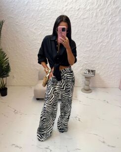 LA MILLA SPODNIE ZEBRA LNIANE BIEL/CZERŃ