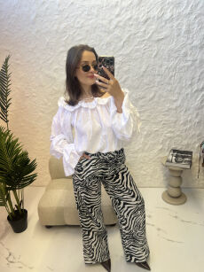 LA MILLA SPODNIE ZEBRA LNIANE BIEL/CZERŃ