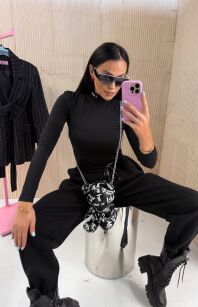 LA MILLA BODY Z GOLFEM HAFTOWANE LOGO CZARNE