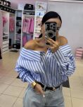 LA MILLA KOSZULA OVERSIZE W PASY ŁÓDKA NIEBIESKA - 3
