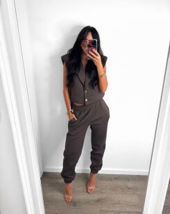 LA MILLA KOMPLET DRESOWY KAMIZELKA + SPODNIE DRESOWE CZEKOLADA