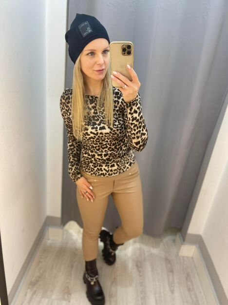 BY O LA LA ! SPODNIE LEGGINSY ECO SKÓRA BEŻ