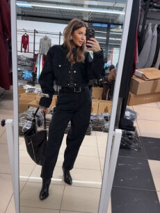 EMO SPODNIE JEANSY GŁADKIE MOM FIT CZARNE