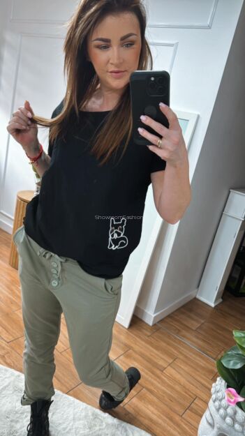 BY O LA LA! BLUZKA T-SHIRT BULDOG CZARNA