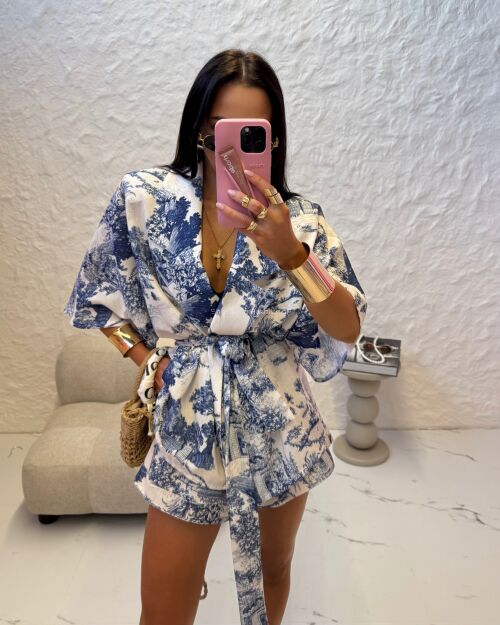 LA MILLA KOMPLET KOSZULA KIMONO + SZORTY DIOR GRANAT